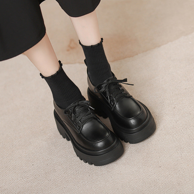 Women's Jane British Style Autumn Black Thin Loafers