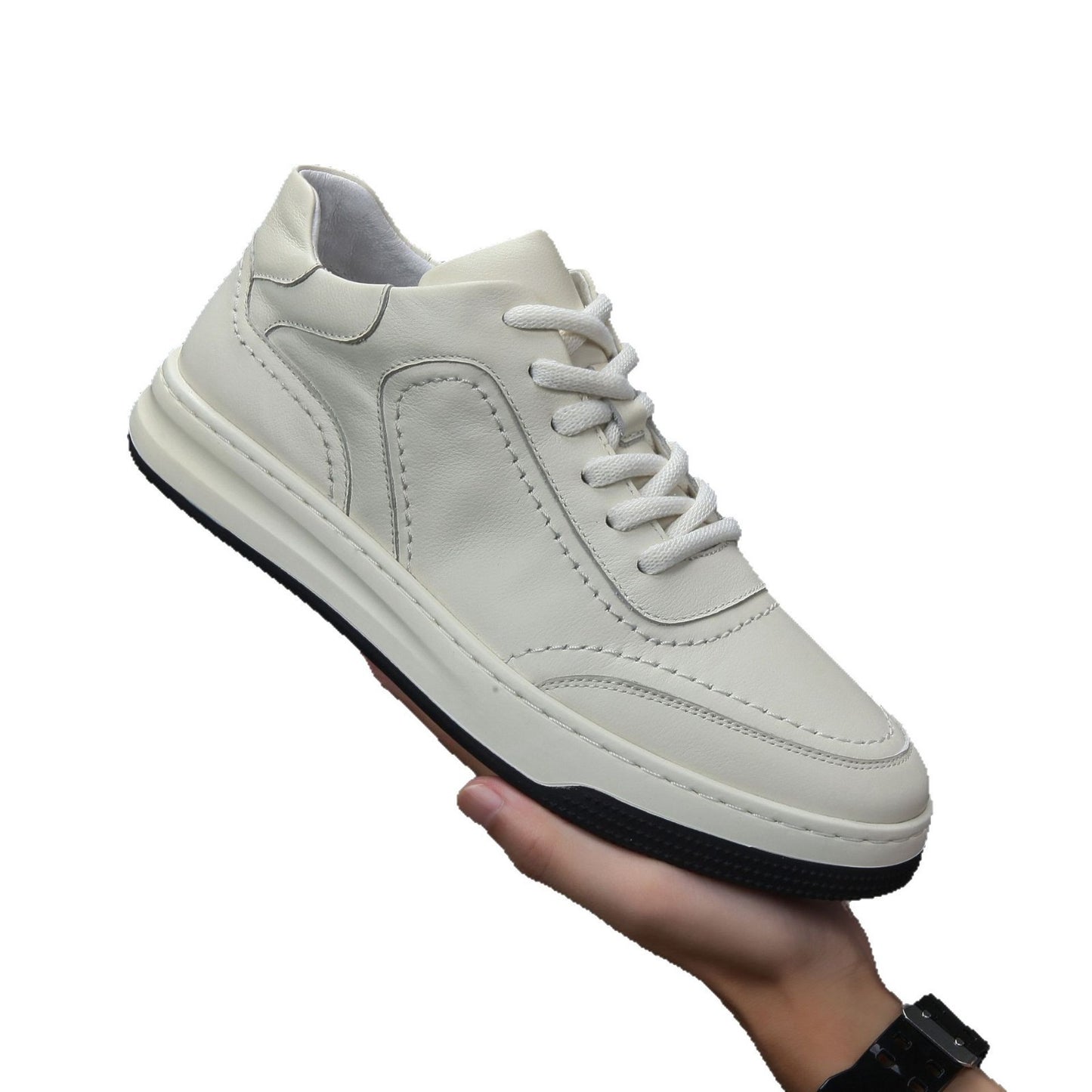 Men's First Layer Cowhide Foam Bottom White Sneakers