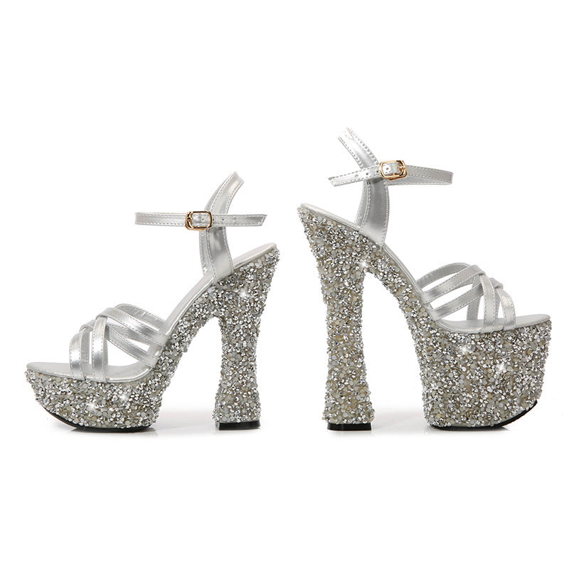 Women's Korean Rhinestone Summer Super Open Toe Sandals