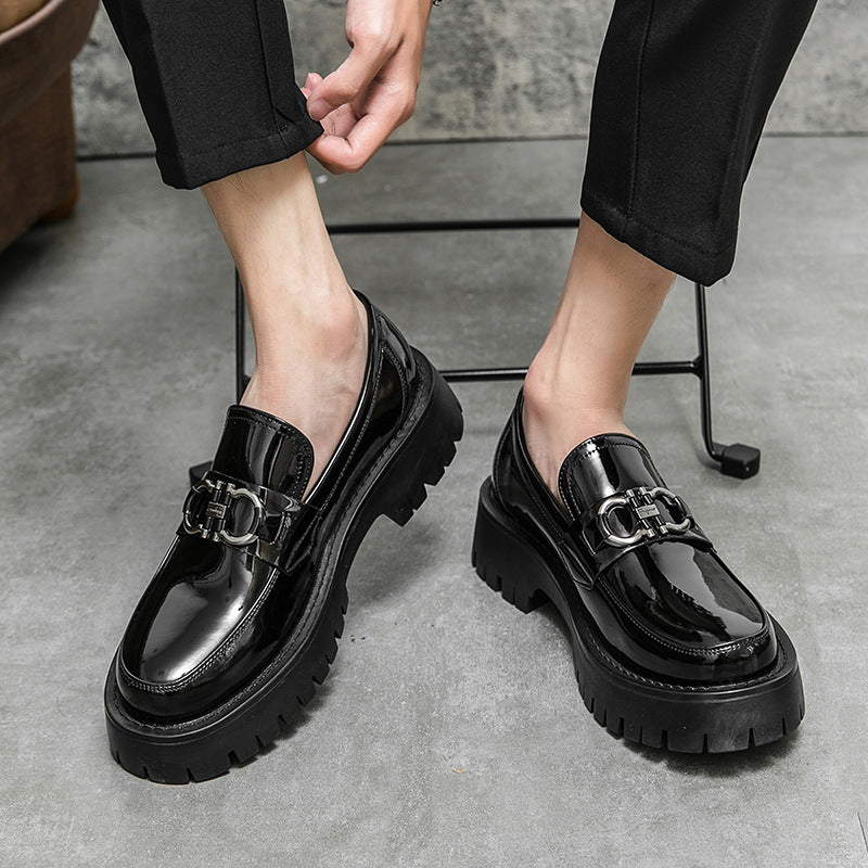 Men's British Retro Round Toe Brogue Platform Casual Shoes