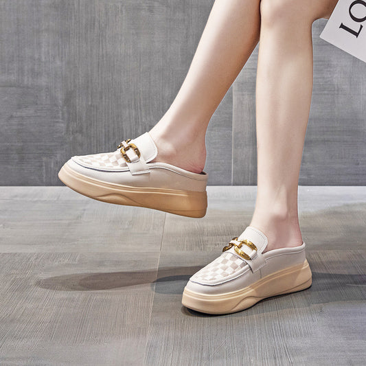 Women's Wear White Thick Bottom Height Increasing Slippers