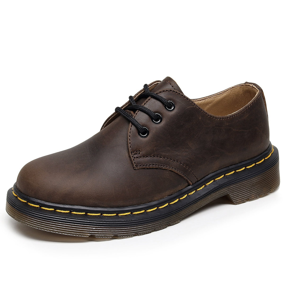 Women's & Men's First Layer Low Top Crazy Horse Brown Plus Size Short Leather Shoes