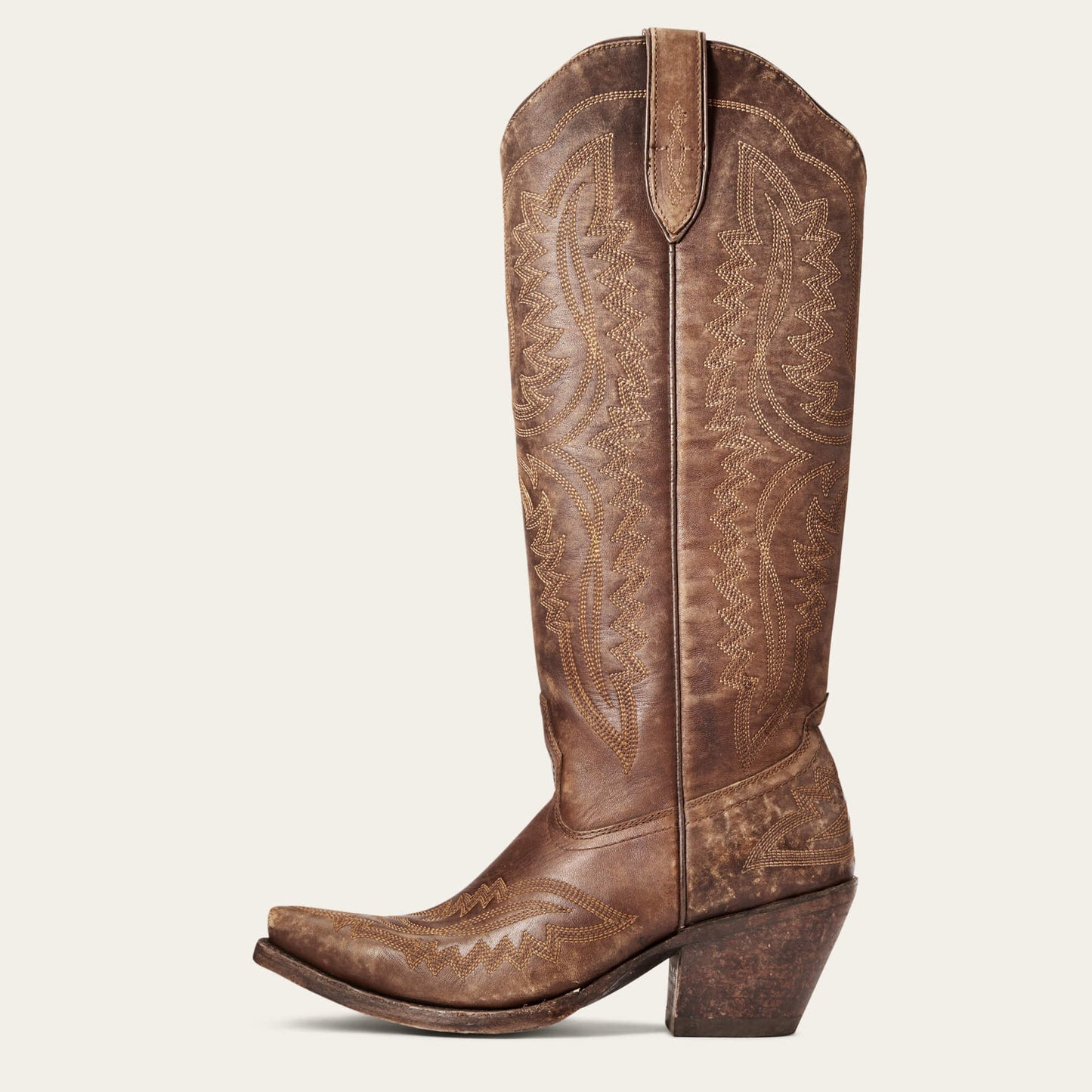 Toe Chunky High Tube Large Size Western Women's Leather Boots