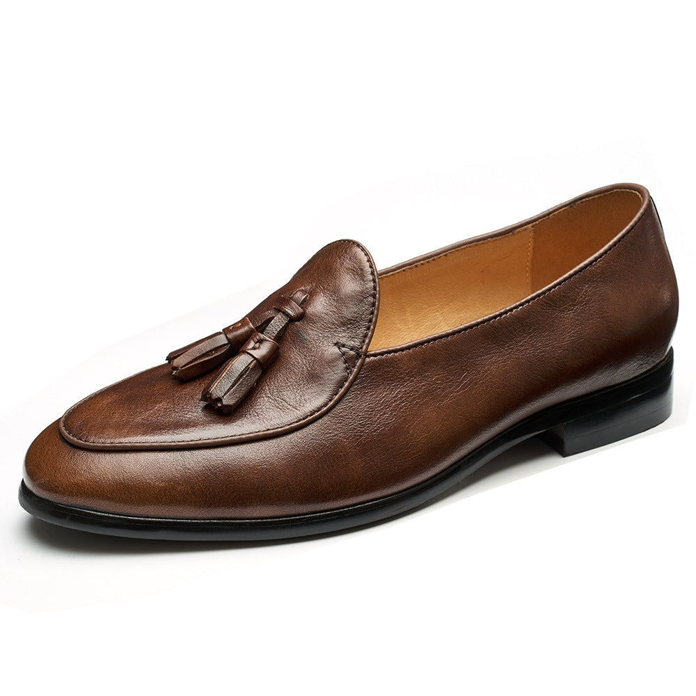Men's Style Tassel Business Formal Wear Slip-on Penny First Layer Cowhide Men's Shoes