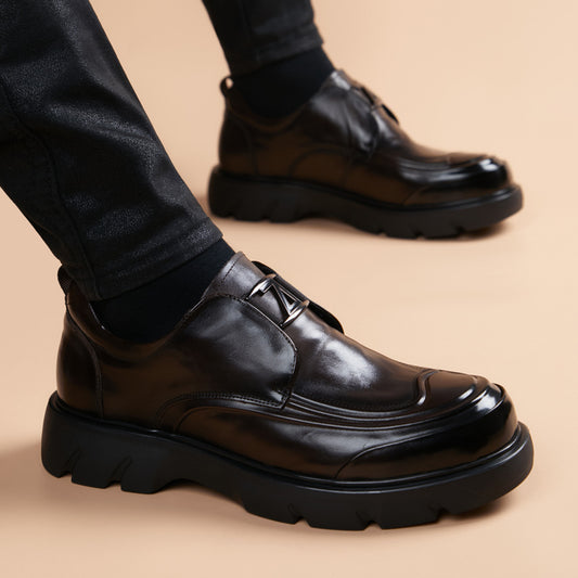 Men's Layer Cowhide Slip-on Formal Height Increasing Men's Business Leather Shoes