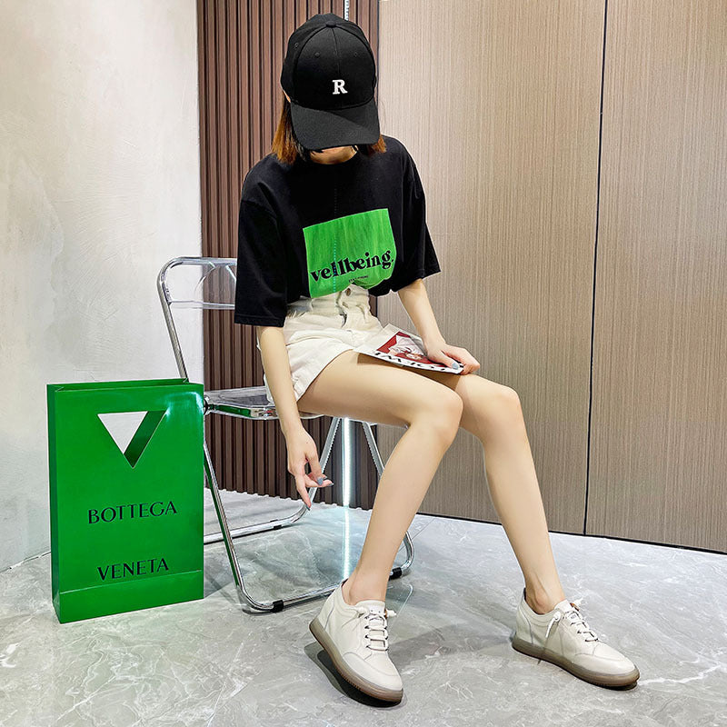 Women's Hidden White Platform Genuine Versatile First Layer Cowhide Lightweight Women's Casual Shoes