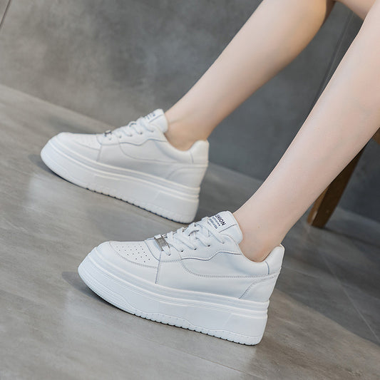Women's Round Head White Thick Bottom Sports Men's Shoes