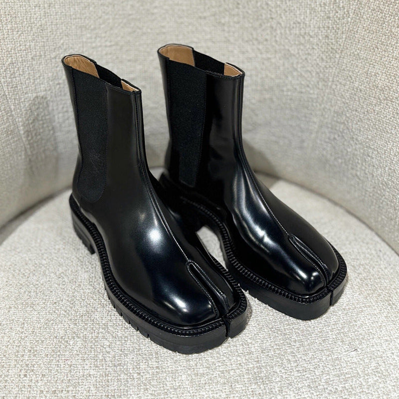 Women's British Style Horseshoe Short Stretch Personality Design Chelsea Women's Leather Boots