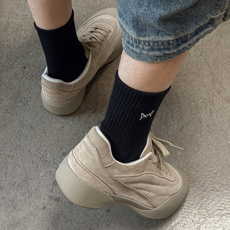 Men's High-grade Platform Big Toe Beige Men's Board Shoes