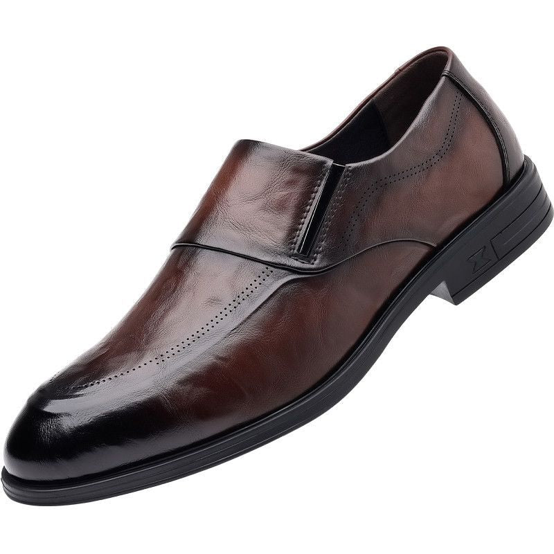 Men's Winter Fleece-lined Formal Business Pointed Genuine Pedal British Men's Casual Leather Shoes