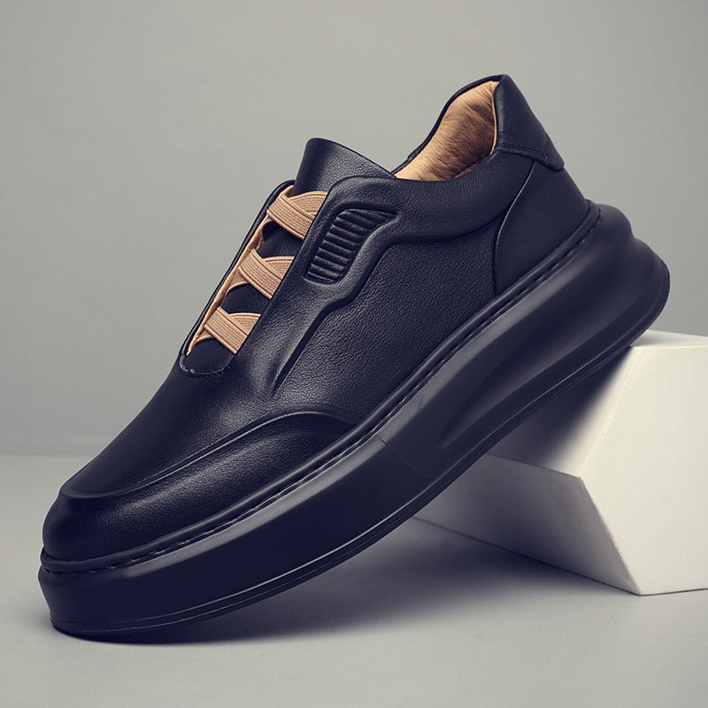 Men's Top Layer Cowhide Black Simple Breathable Leather Shoes