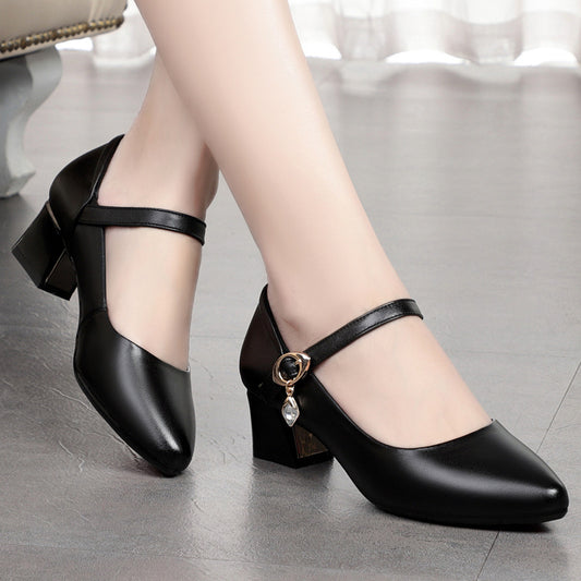 Women's Cheongsam Catwalk Not Tired Mid Thick Heels
