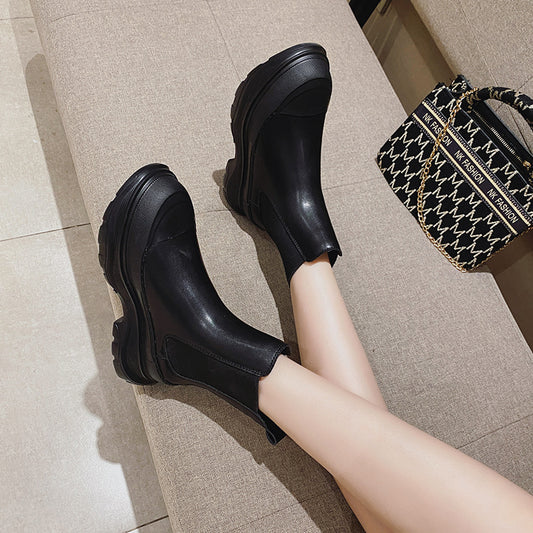 Women's Smoke Bucket Martin Large Small Size Platform Women's Leather Boots
