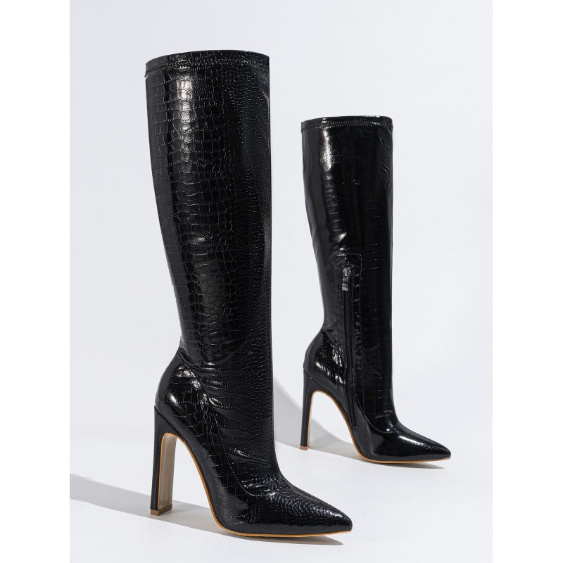 Women's Elastic Inside Zipper Diamond Irregular Fashion Heels