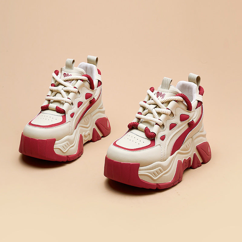 Women's Bottom Heightened Daddy Color Matching Small Fleece-lined Men's Shoes