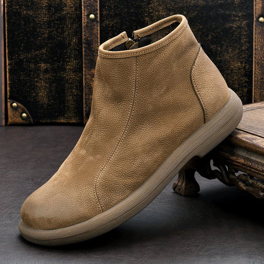 Men's Layer Cowhide Frosted Soft Martin Chelsea Men's Shoes