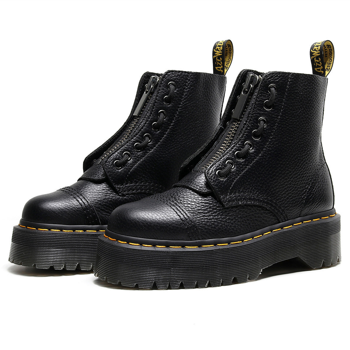 Women's Lychee Pattern Increased British Thick Bottom Front Zipper Women's Casual Shoes