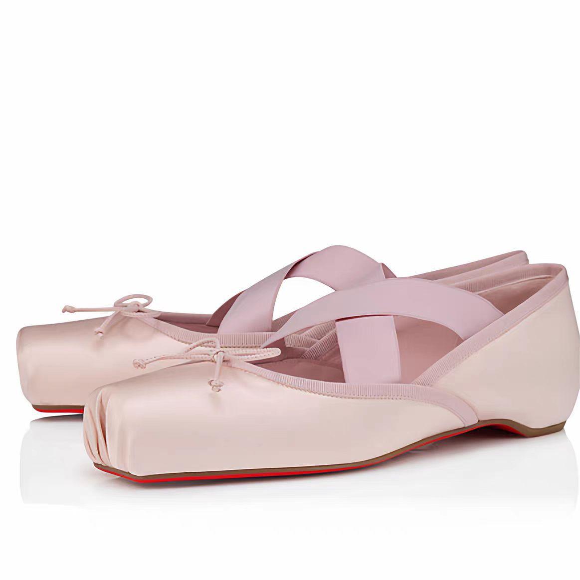 Women's Size Square Toe Flat Ballet Bow Bandage Men's Shoes