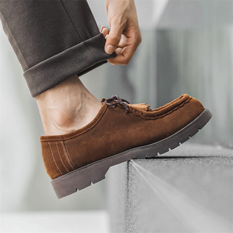 Men's Fashionable Korean Style Suede Skate British Leather Shoes