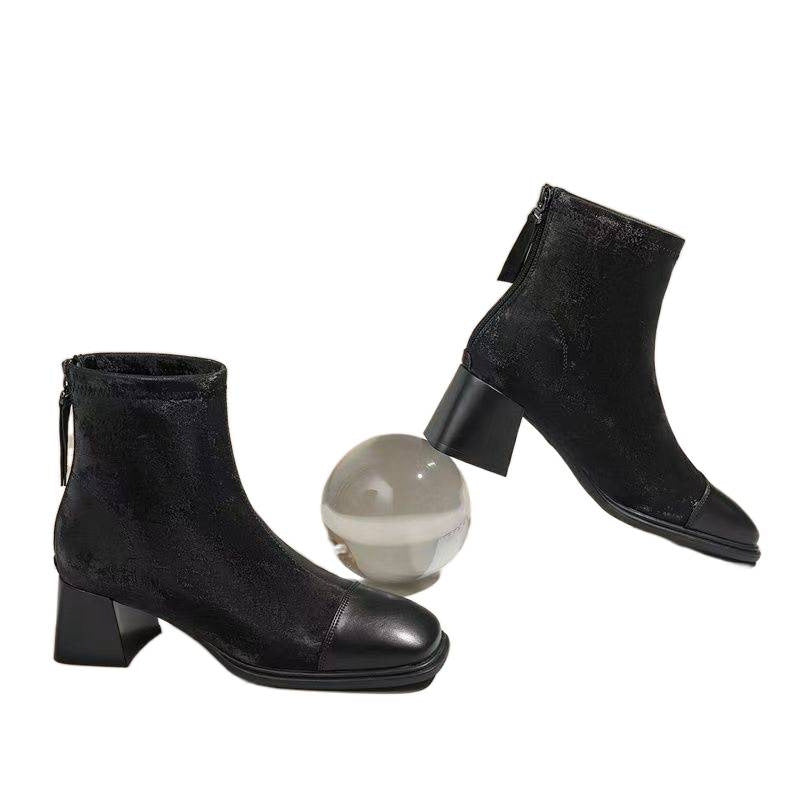 Elegant Short Comfortable Travel Square Toe Fashion Women's Leather Boots