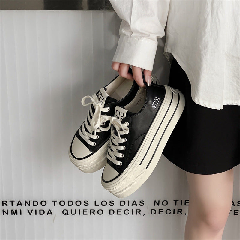 Women's Heightened Single Layer Breathable Low-cut Thick-soled Spring Fashion Women's Casual Shoes