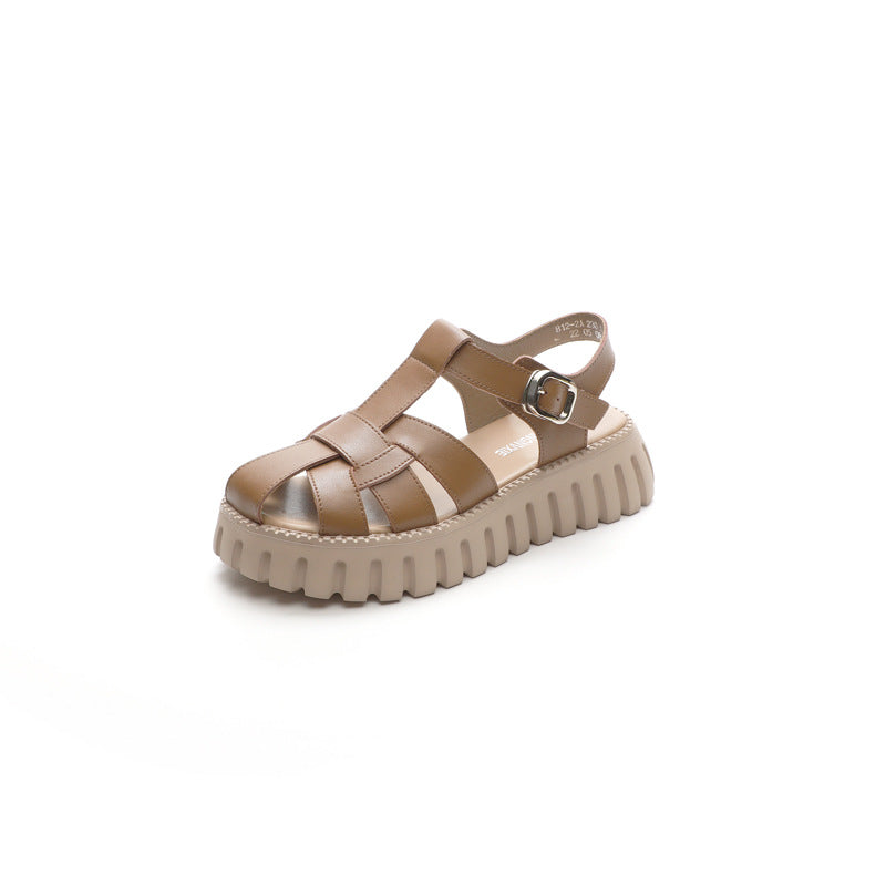 Women's Korean Platform Toe Cap Summer Flat Sandals