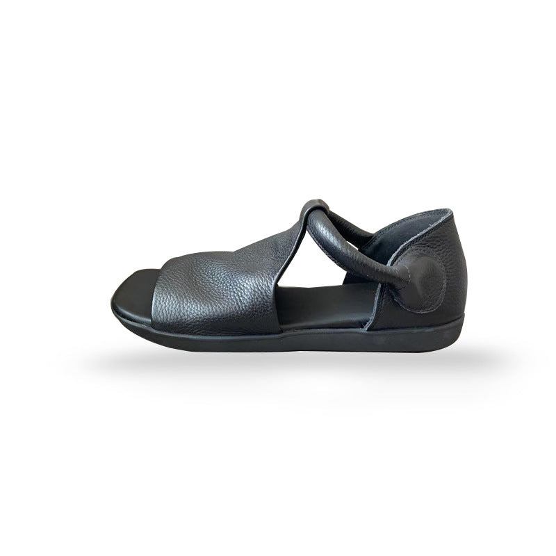 Women's British Style Handmade Velcro Open Toe Men's Shoes