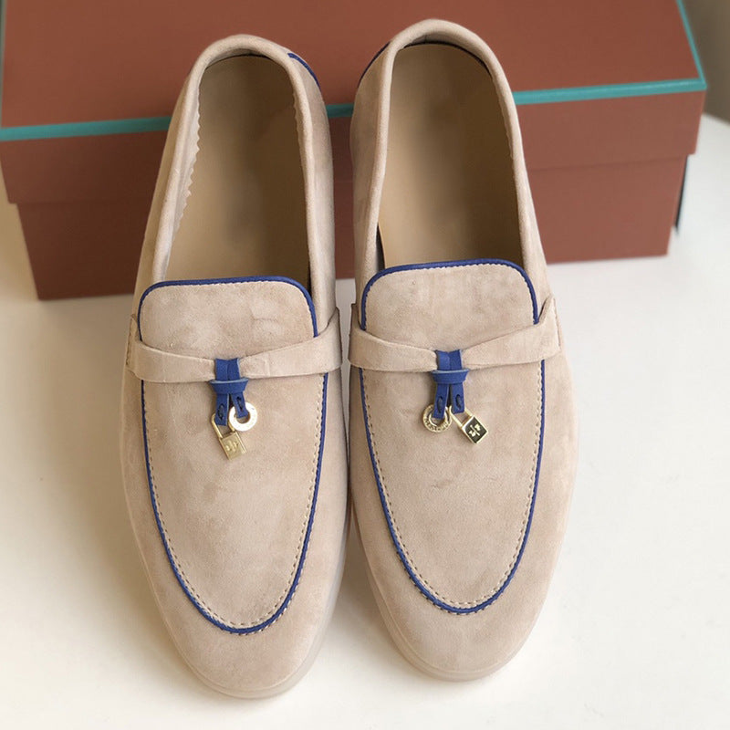 Women's Channel Top Plate Slip-on Pumps Flat Bottom Loafers