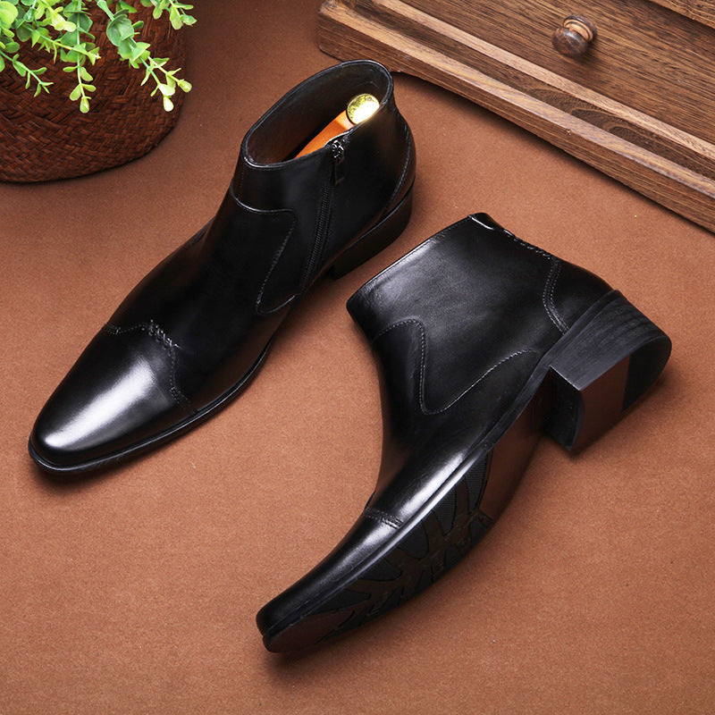 Men's Head Cowhide High British Martin Fashion Korean Boots