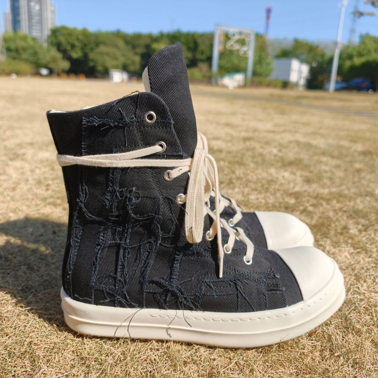 Men's Tassel Beggar Trendy Cool Platform Black Men's Canvas Shoes