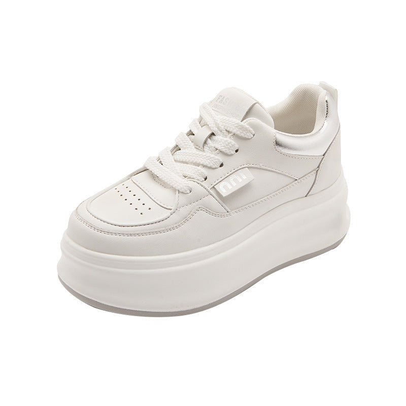 Women's Cowhide Platform Height Increasing Insole Sports Women's Casual Shoes