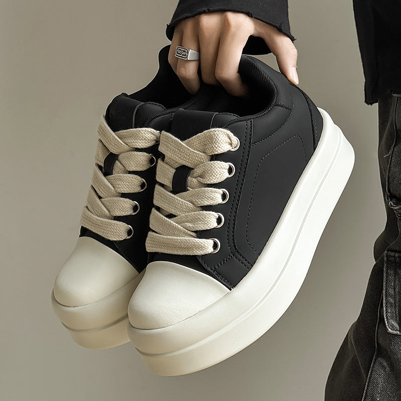 Women's & Men's Height Increasing Autumn Thick Bottom Versatile Mickey Big Head Casual Shoes