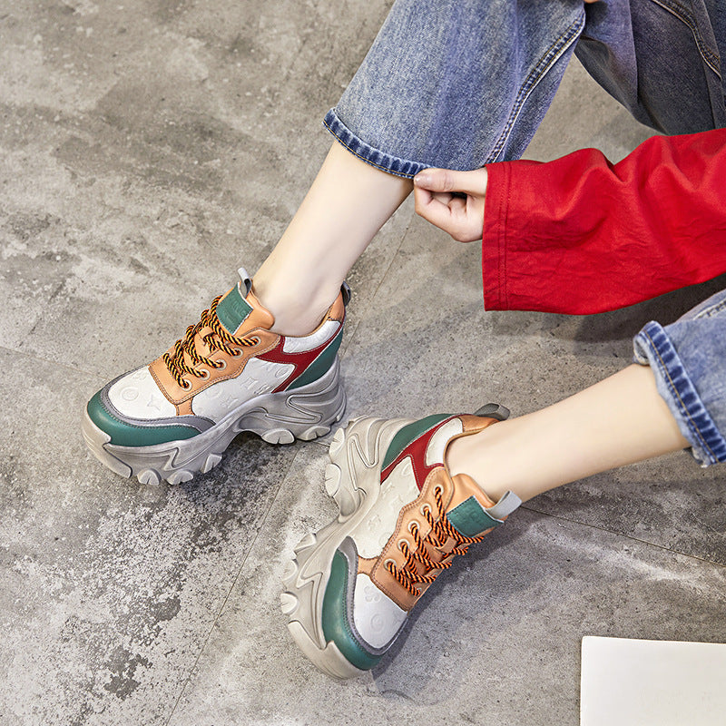 Women's Ethnic Style Height Increasing Insole Dad Small Women's Shoes