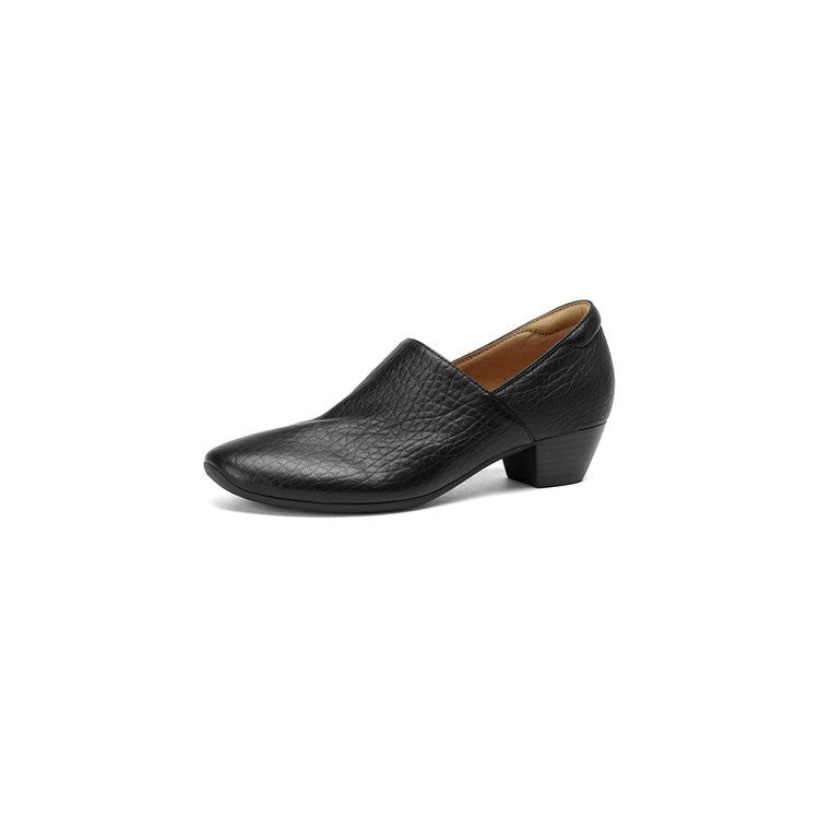 Women's Genuine Pumps Spring Chunky Sheepskin Simple Not Tired Feet Soft Women's Fashion Shoes