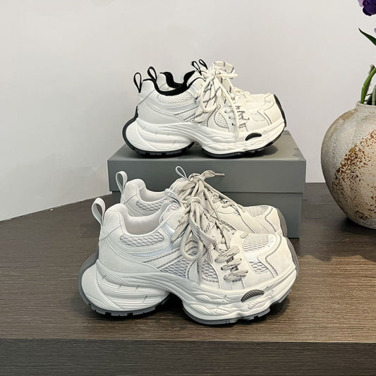 Women's Early Spring Thick Bottom Heightened Daddy Breathable Mesh Women's Sports Shoes