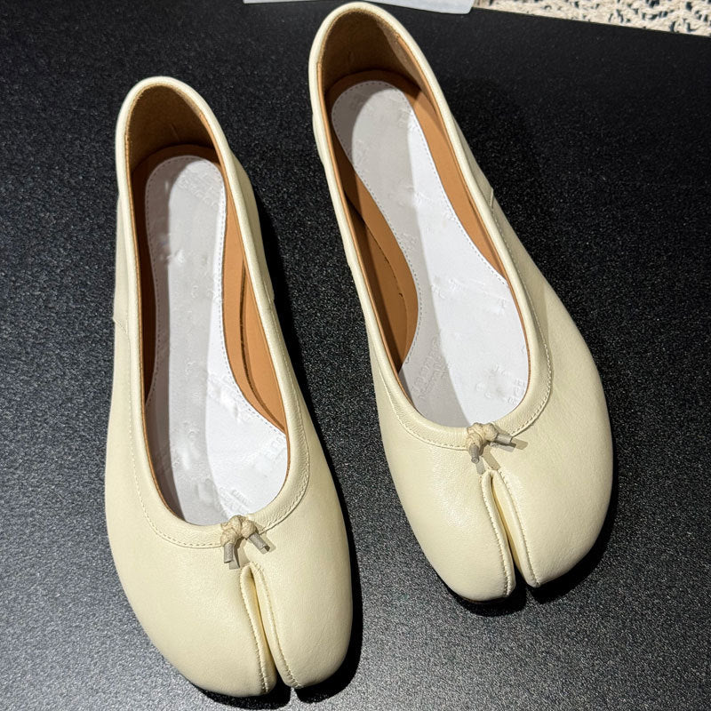 Women's Tabi Sheepskin Flat Pumps Shallow Mouth Ballet Women's Casual Shoes