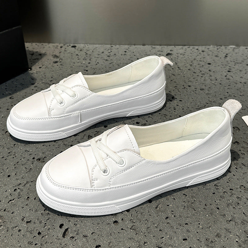 Women's First Layer Cowhide Low-cut White Genuine Women's Shoes