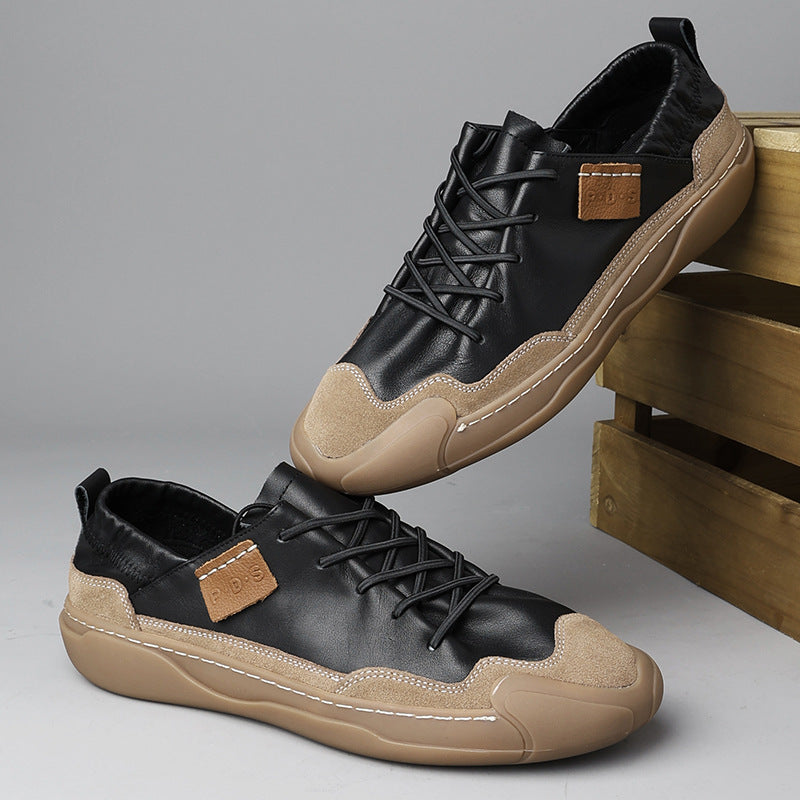 Men's Black Thick Bottom Color Matching Board Sneakers