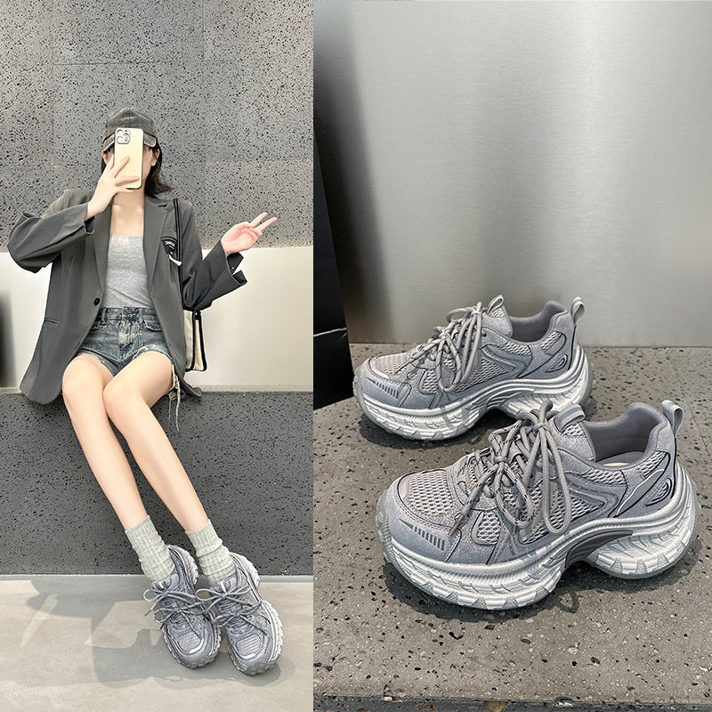 Women's Spring Heightened Daddy Small Mesh Running Men's Shoes
