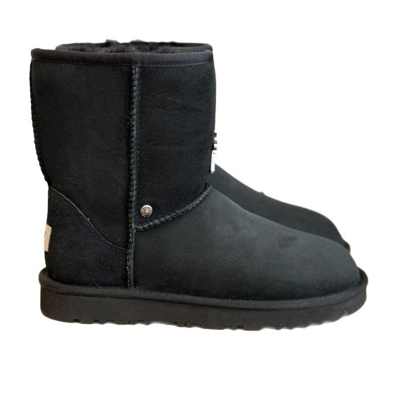 Women's & Men's Cross Fur Integrated Cotton Plus Veet Women's Snow Boots