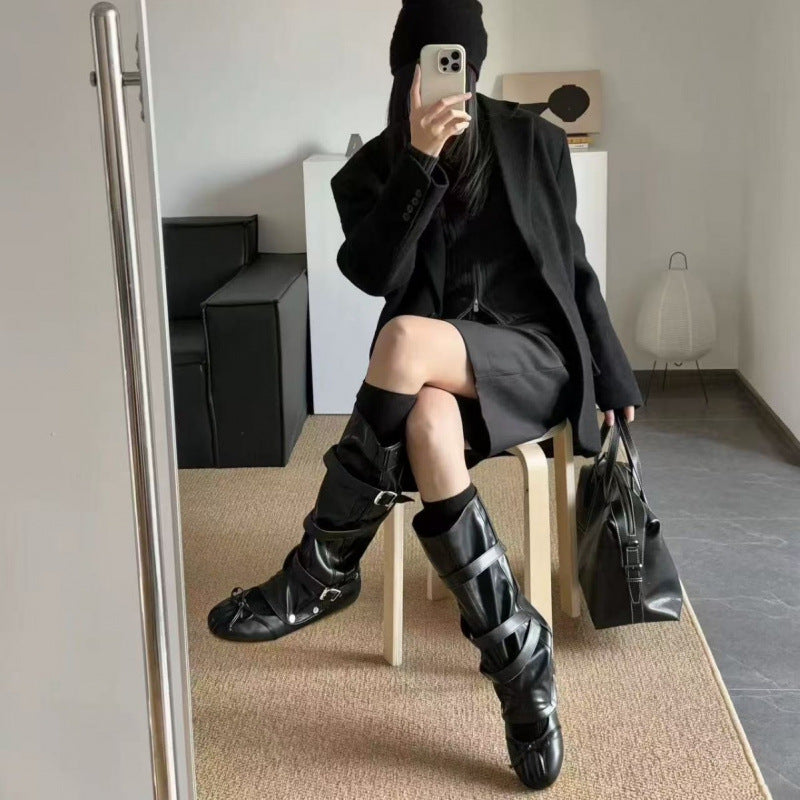 Women's Invisible Elevated Korean Style Detachable Two-way Pile Women's Leather Boots