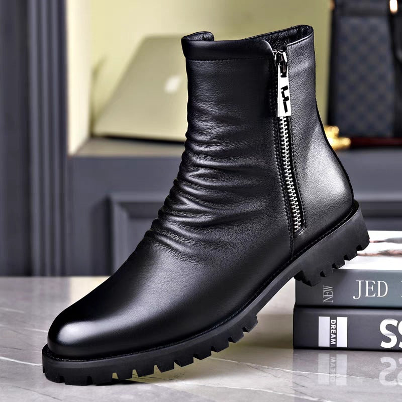 Men's British Style Smoke Pipe Zipper Fashion Boots