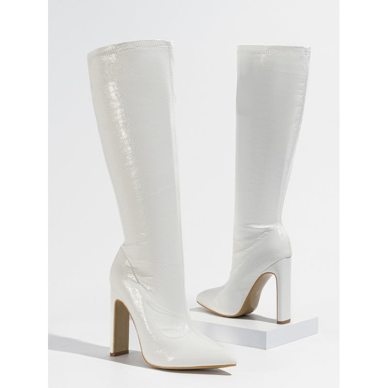 Women's Elastic Inside Zipper Diamond Irregular Fashion Heels