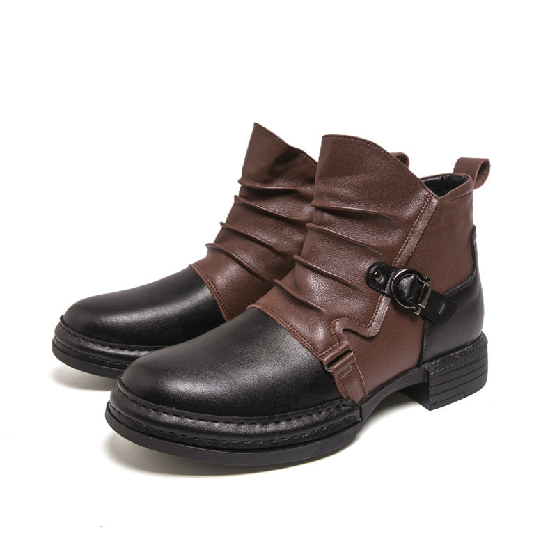 Men's Western American Cowboy Winter British Style Men's Business Leather Shoes
