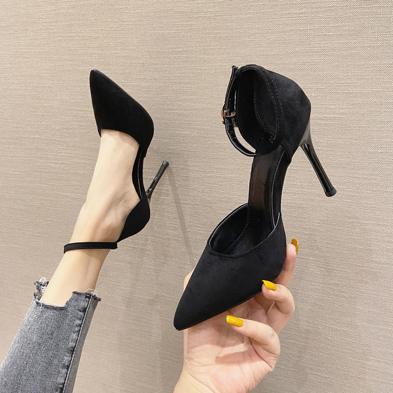 Pointed Toe Pumps Female French Teenage High Women's Shoes