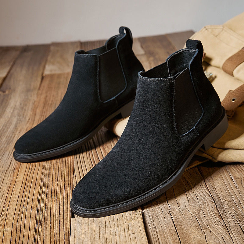 Men's Chelsea Suede British Fur Short Soft Men's Business Leather Shoes