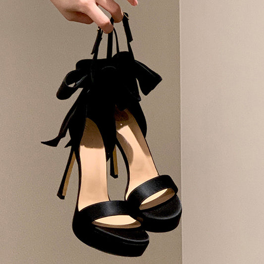 Women's Summer Fashion Open Toe Strap Bow High Heeled Sandals