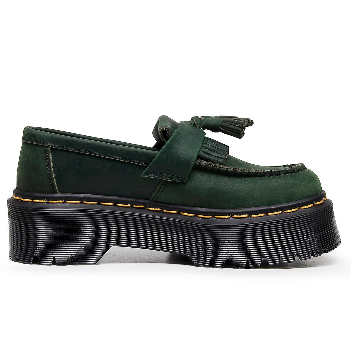 Women's Horse Green Tassel Top Layer British Style Loafers
