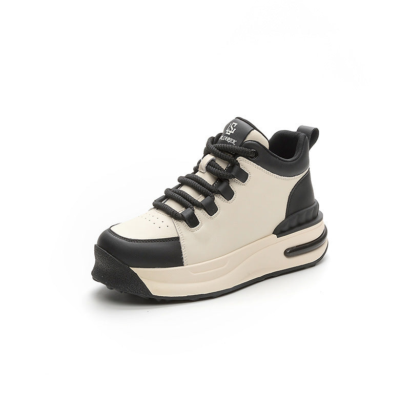 Women's High Top White Autumn Genuine Thick Bottom Women's Casual Shoes