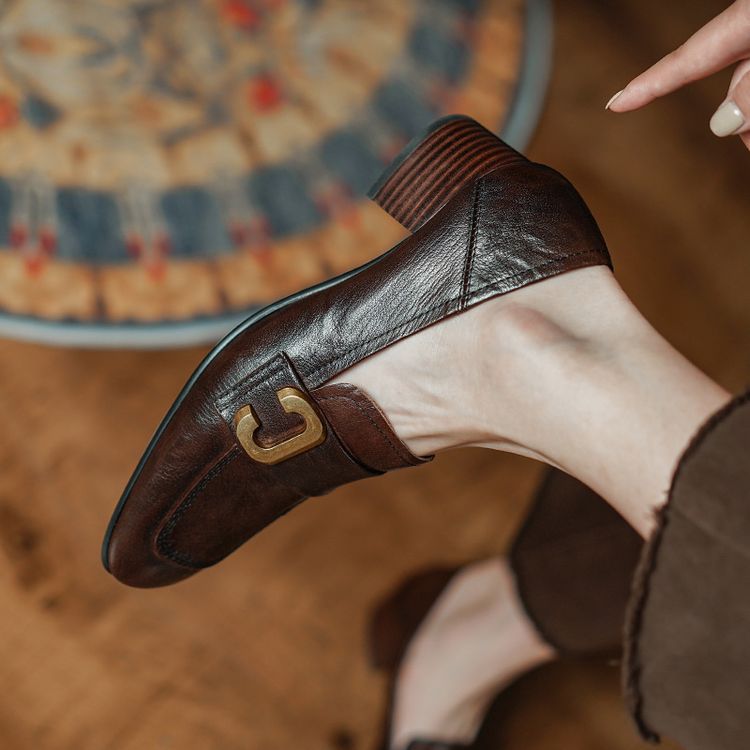Women's Page Autumn Square Head Chunky High Women's Shoes